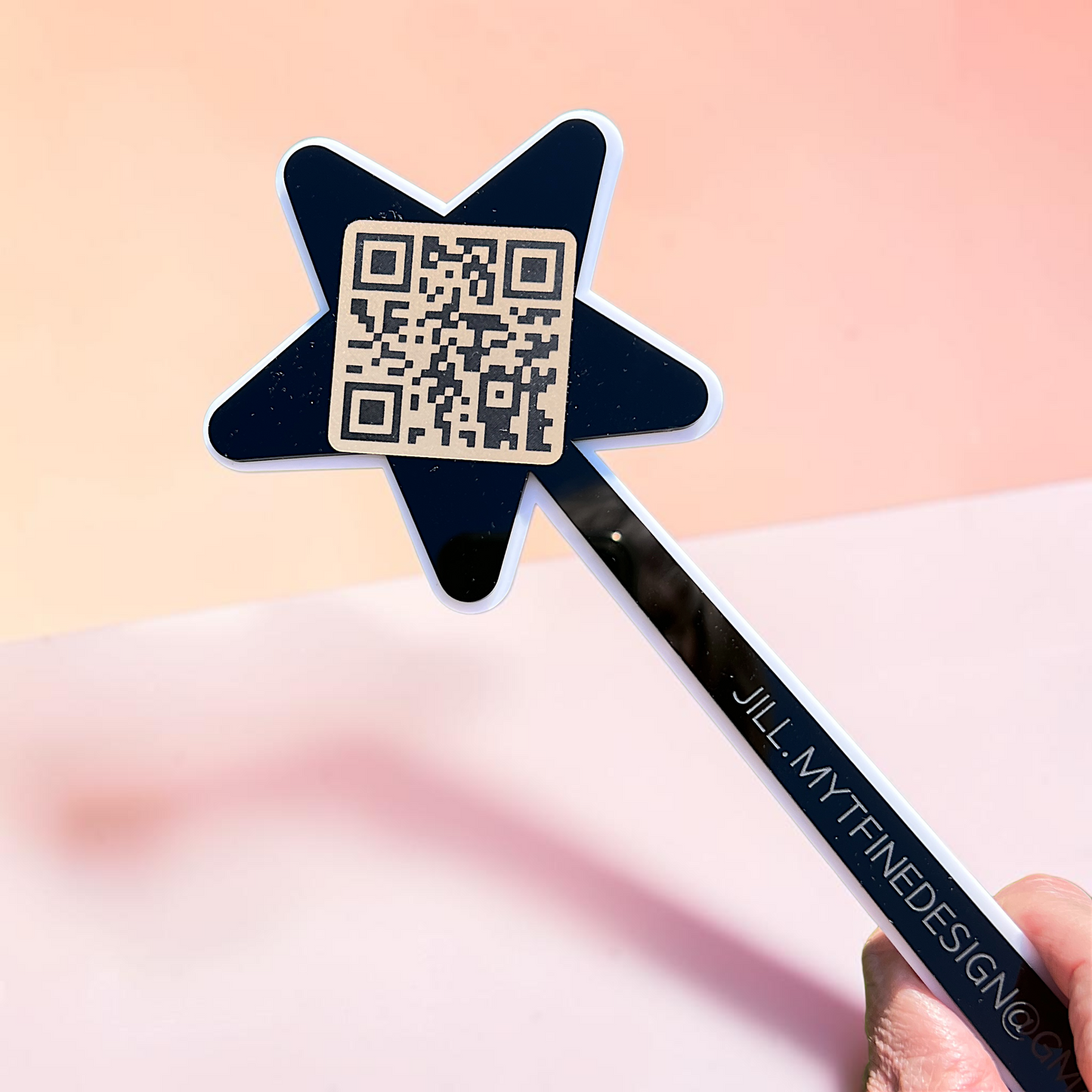 QR Code Vendor Wand | Laser Engraved Acrylic Sign for Craft Fairs & Markets