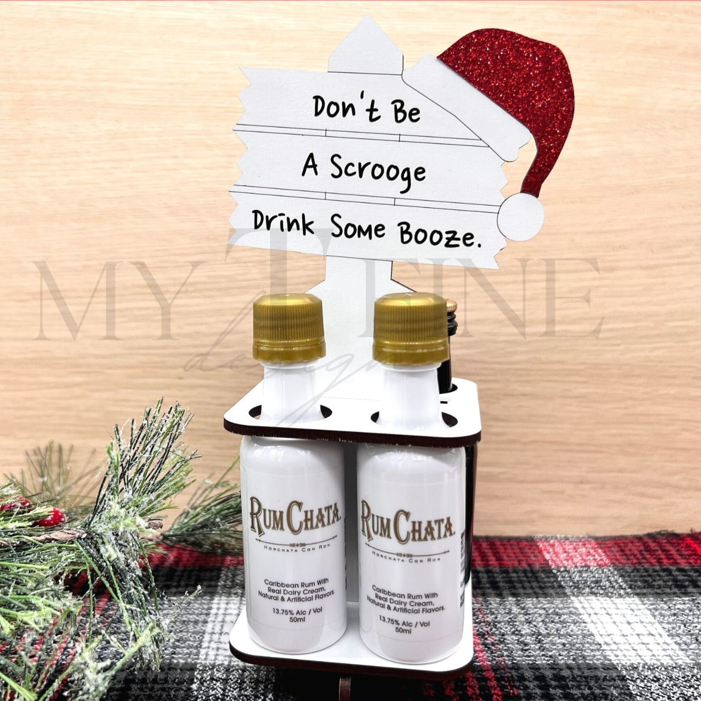 Mini Liquor Bottle Christmas Caddy-Let's Get Lit, Drink Some Booze, Merry Christmas