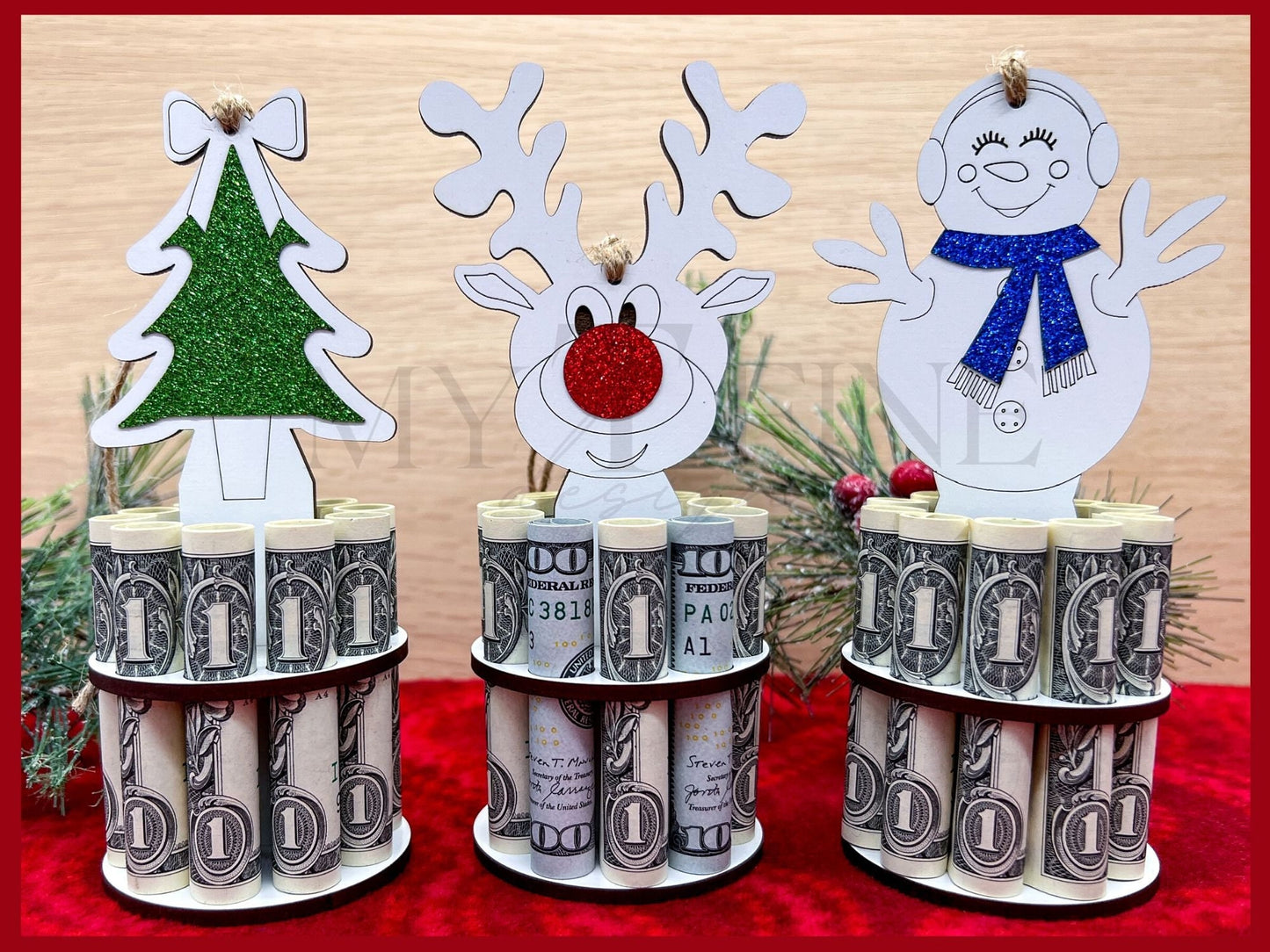 Cute Christmas Money Holding Ornaments-Snowman, Reindeer, Tree