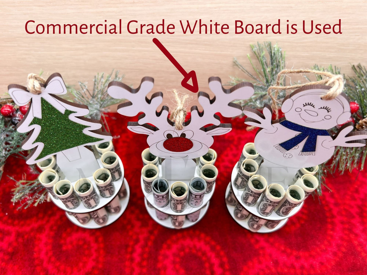 Cute Christmas Money Holding Ornaments-Snowman, Reindeer, Tree