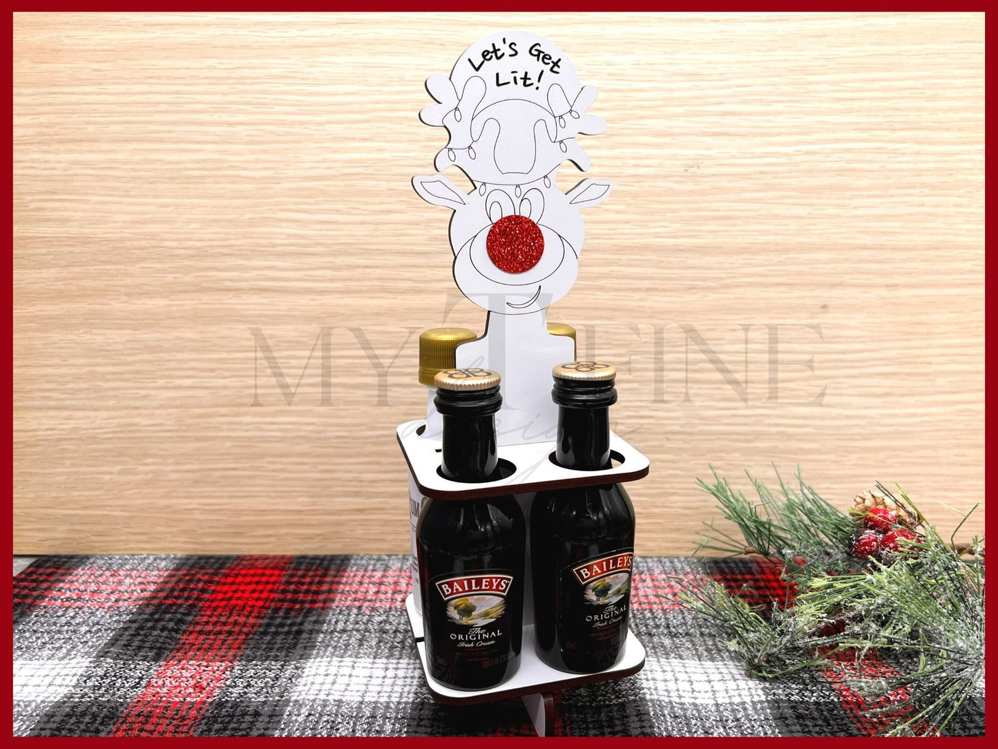 Mini Liquor Bottle Christmas Caddy-Let's Get Lit, Drink Some Booze, Merry Christmas