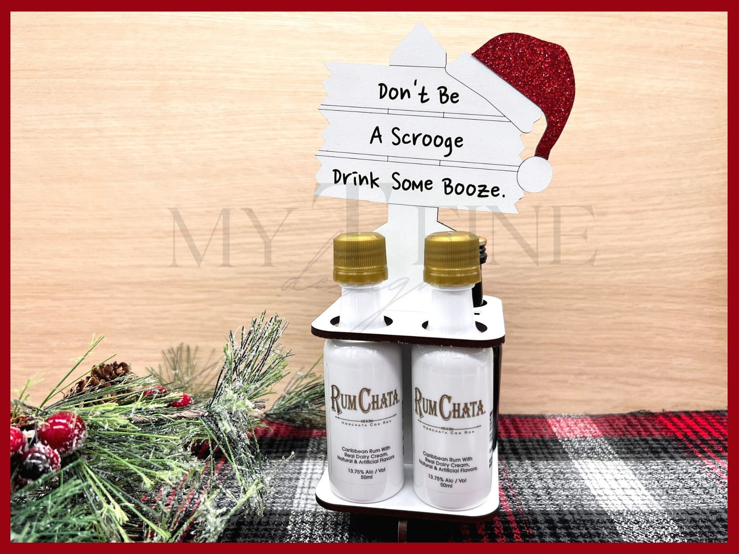 Mini Liquor Bottle Christmas Caddy-Let's Get Lit, Drink Some Booze, Merry Christmas