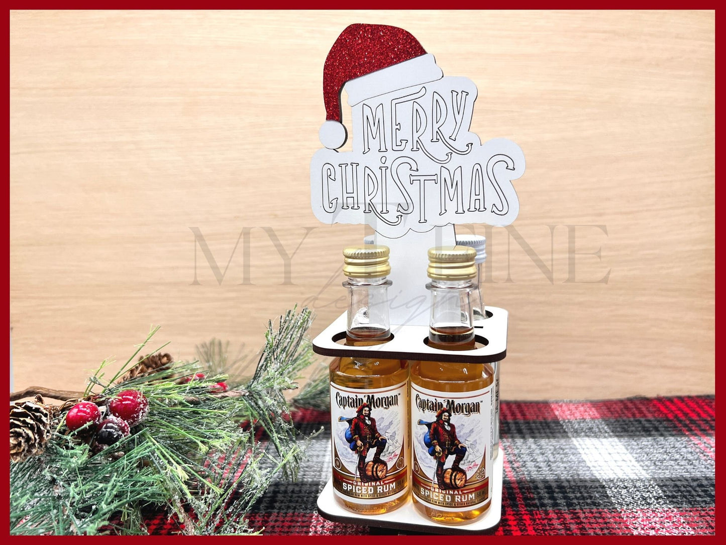 Mini Liquor Bottle Christmas Caddy-Let's Get Lit, Drink Some Booze, Merry Christmas