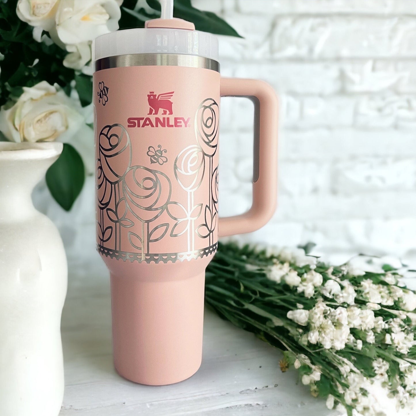 Pink Dusk 40oz Stanley Cup - Mighty Fine Laser Design