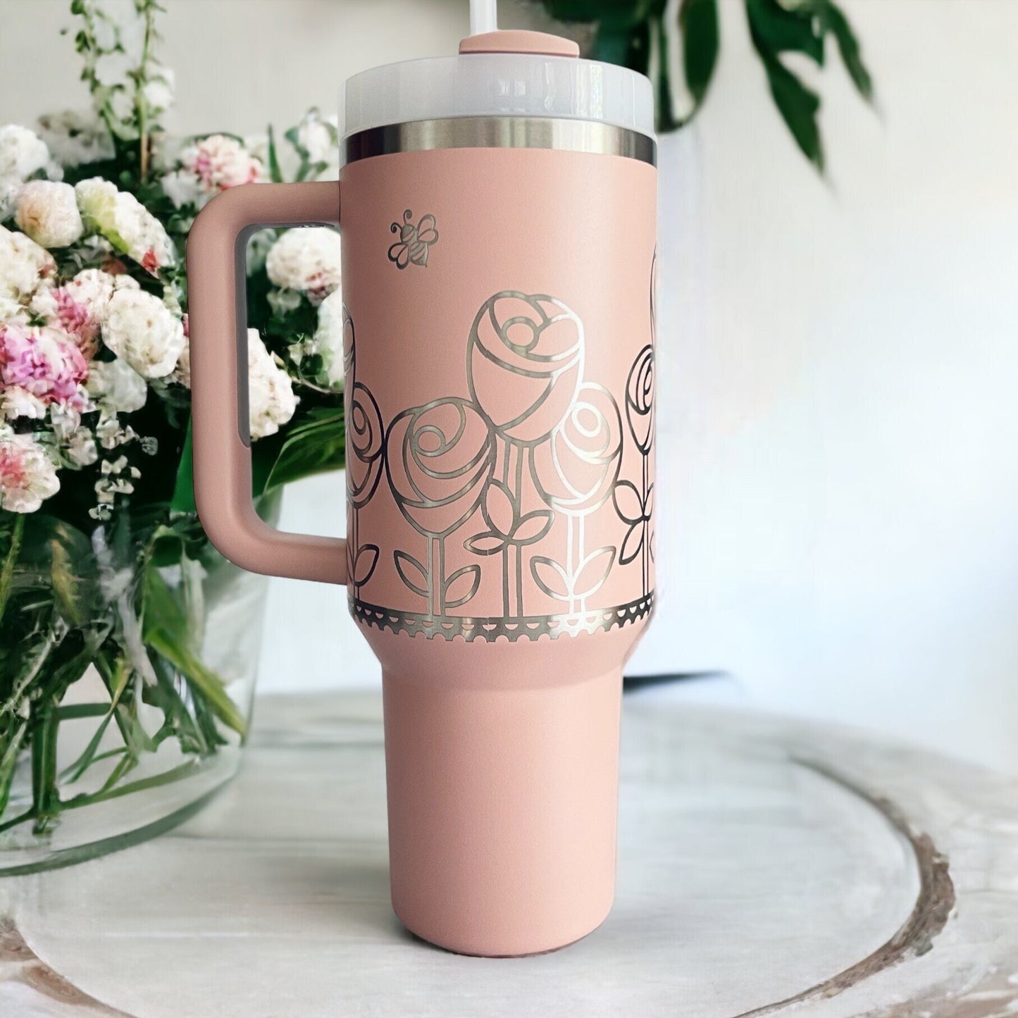 Pink Dusk 40oz Stanley Cup - Mighty Fine Laser Design