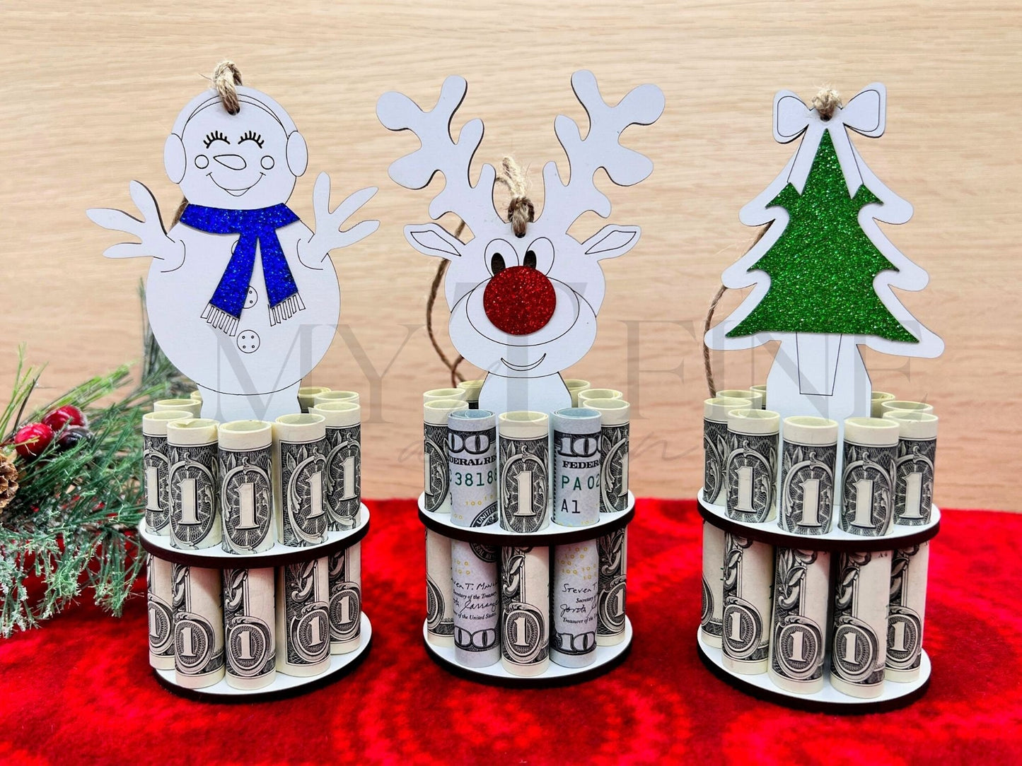 Cute Christmas Money Holding Ornaments-Snowman, Reindeer, Tree