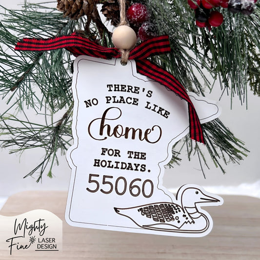 Minnesota Loon Custom Zip Code Ornament - Mighty Fine Laser Design