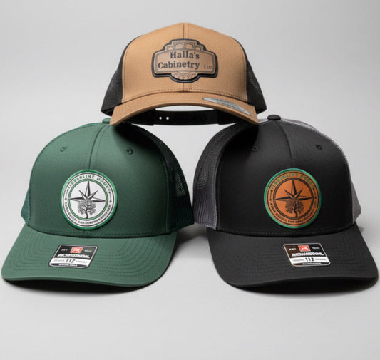 Custom laser engraved patch hat - Richardson 112 trucker hat Owatonna MN
