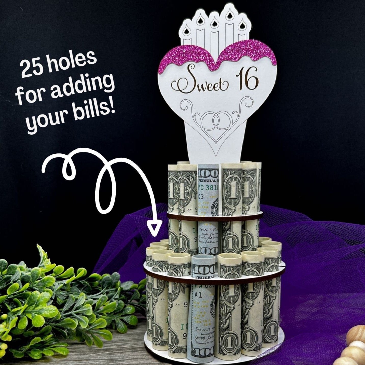 Sweet 16th Birthday Money Cake