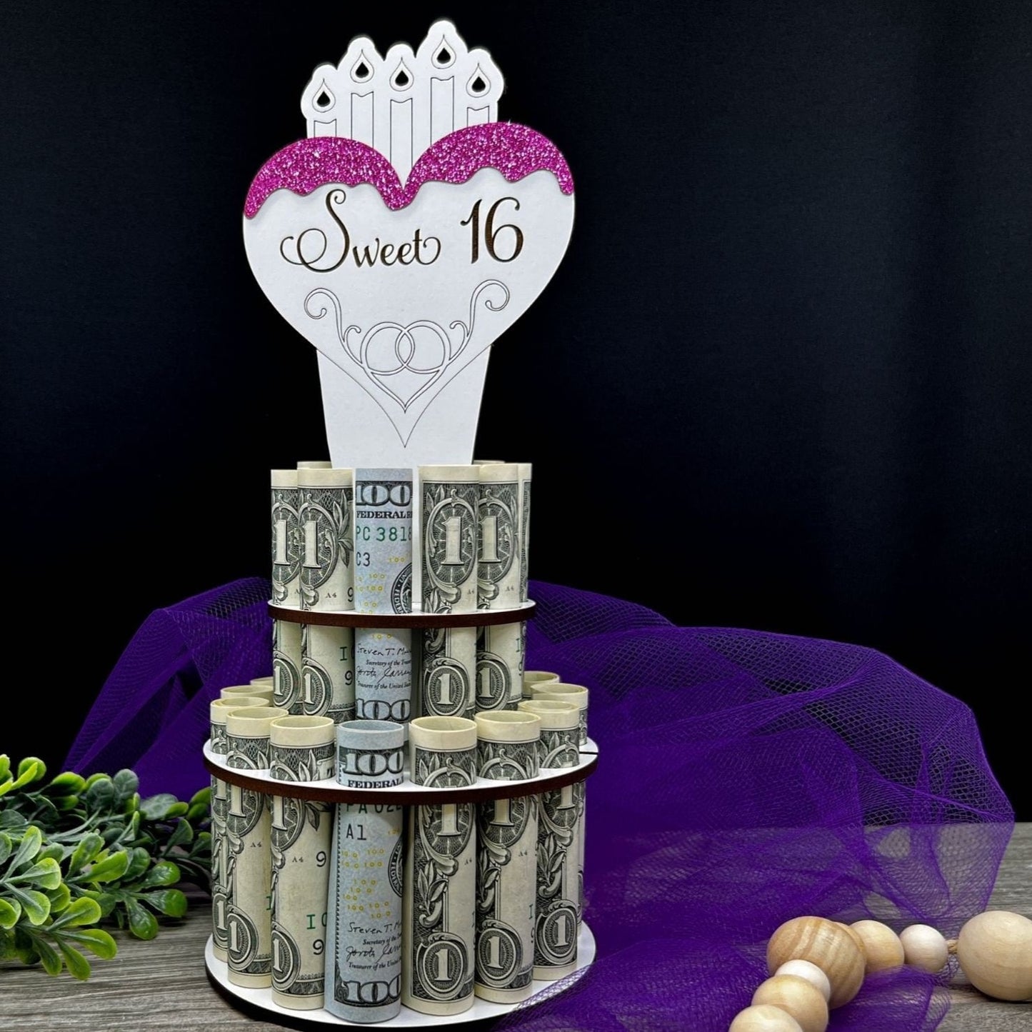 Sweet 16th Birthday Money Cake