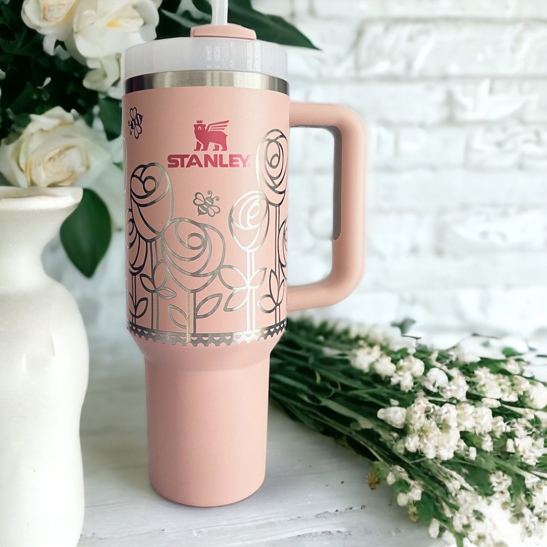 on sale Stanley tumbler China dusk pink Stainless steel straw cup 40oz