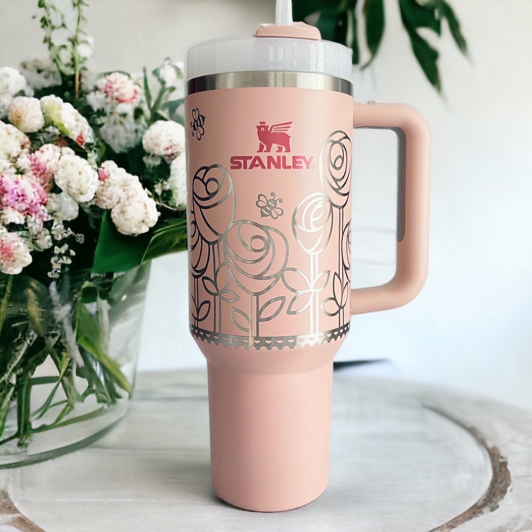 Pink Dusk 40oz Stanley Cup - Mighty Fine Laser Design