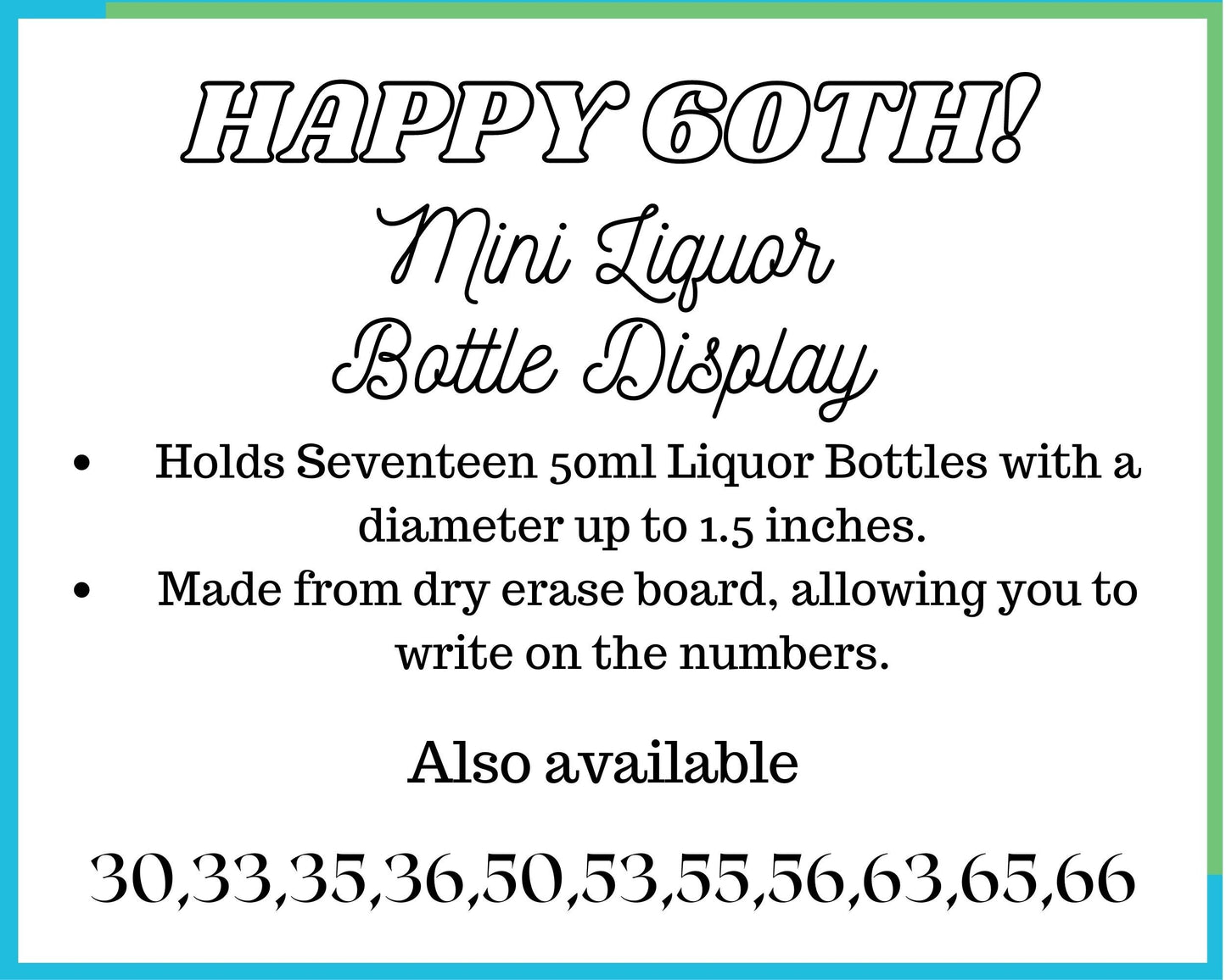 60th Birthday Mini Alcohol Bottle Decoration